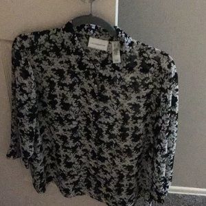 Liz Claiborne black and white button down blouse